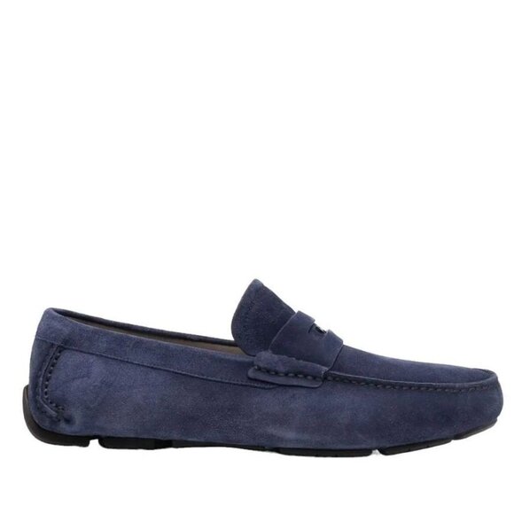Salvatore Ferragamo Newton Blue Suede Driver Loafers Men's Size 8 EE - Picture 1 of 14